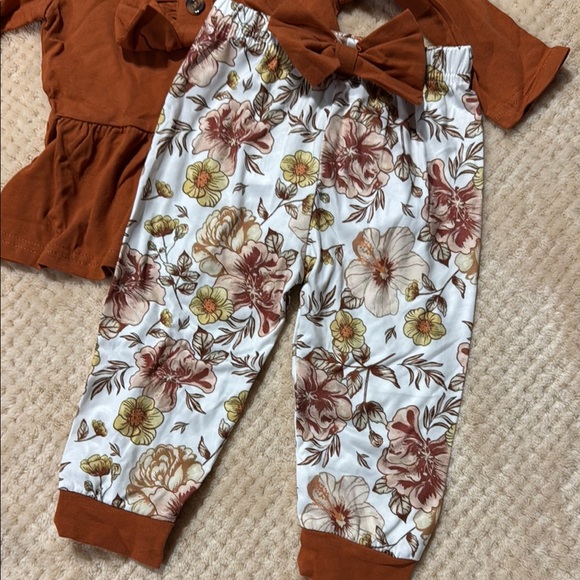 Casual Brown Floral Matching Set - Picture 2 of 6
